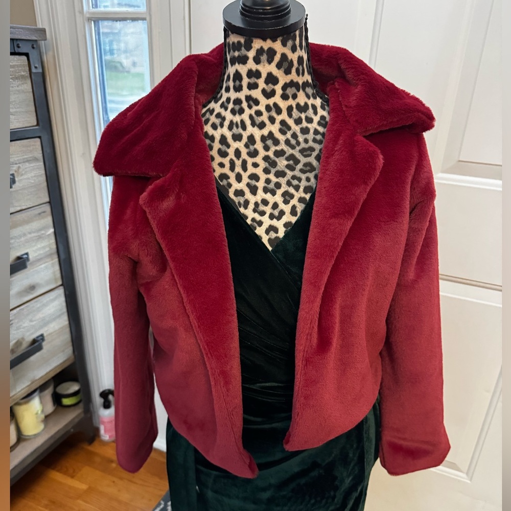 Women's Red Faux Fur Jacket
